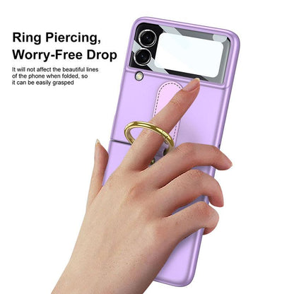 Original Back Screen Glass Matte Hard Cover With Finger-Ring For Samsung Z Flip3 5G - GiftJupiter