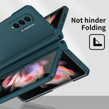Pencil Case Hinge Protective For Samsung Galaxy Z Fold 3 2 5G with Front Tempered Glass S Pen Slot Case For Samsung Z Fold 2 W21