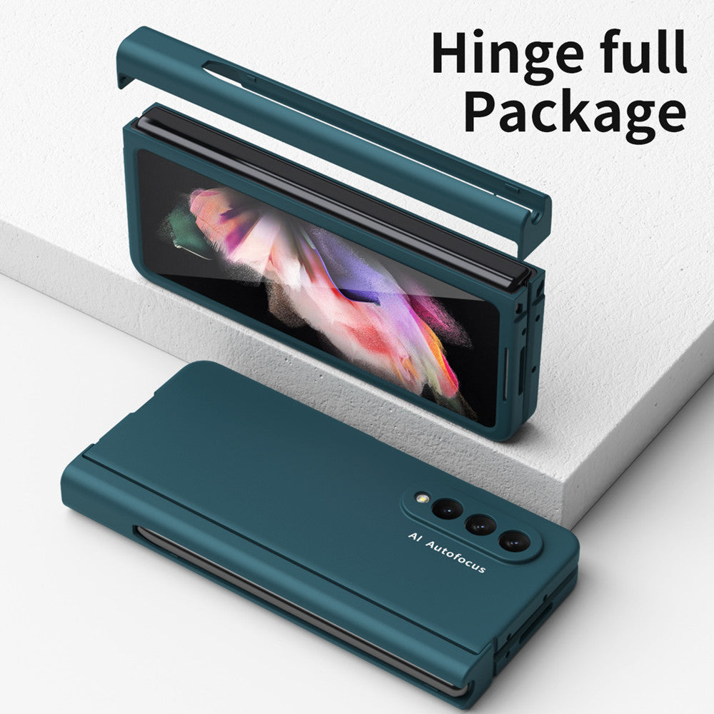 Pencil Case Hinge Protective For Samsung Galaxy Z Fold 3 2 5G with Front Tempered Glass S Pen Slot Case For Samsung Z Fold 2 W21