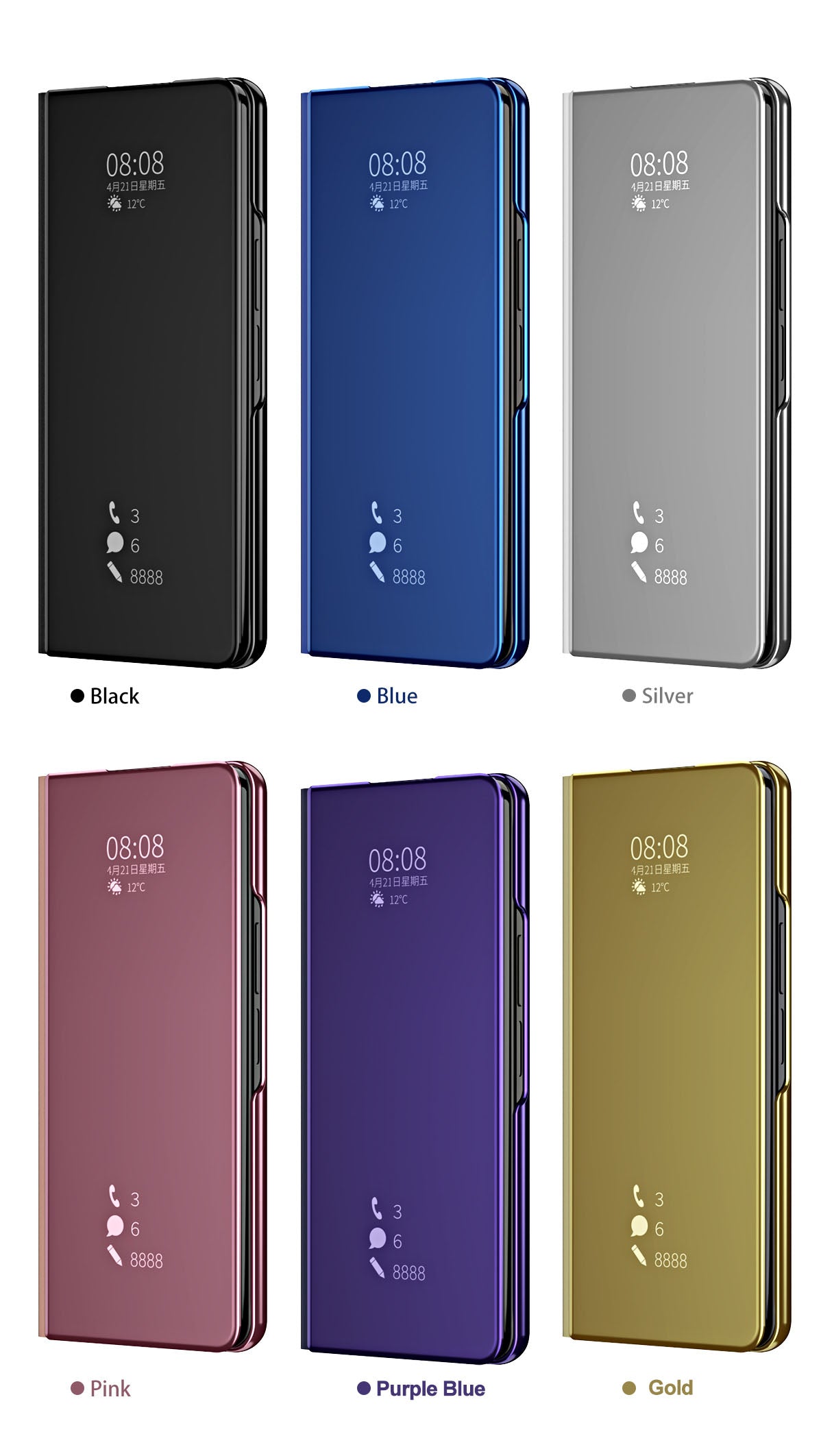 Mirror Clear View Flip Case For Samsung Galaxy Z Fold4 5G