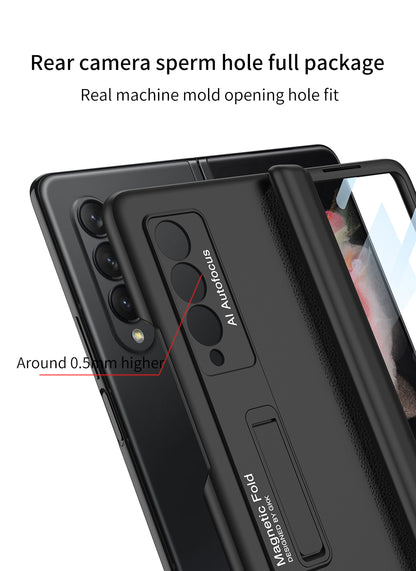 Magnetic Hinge Tempered Glass Case Cover For Samsung Galaxy Z Fold 3 5G Case 360 full Protection Stand Case For Fold3