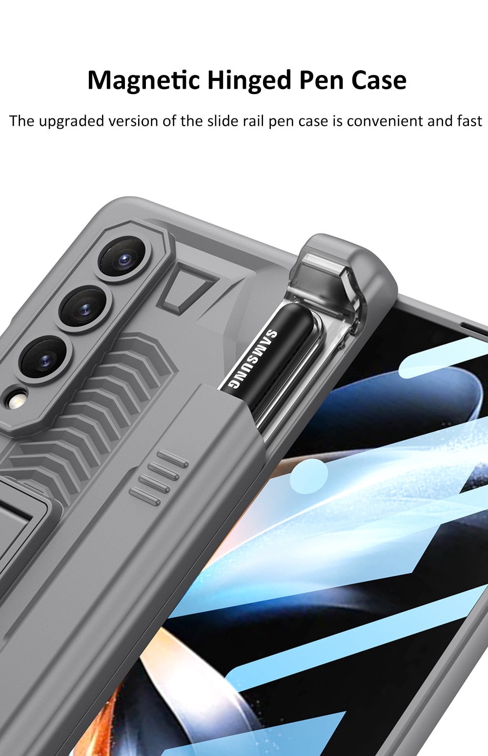 Shockproof Armor Cover For Samsung Galaxy Z Fold4 5G Case With Magnetic Hinge Slide Pen Slot & Film