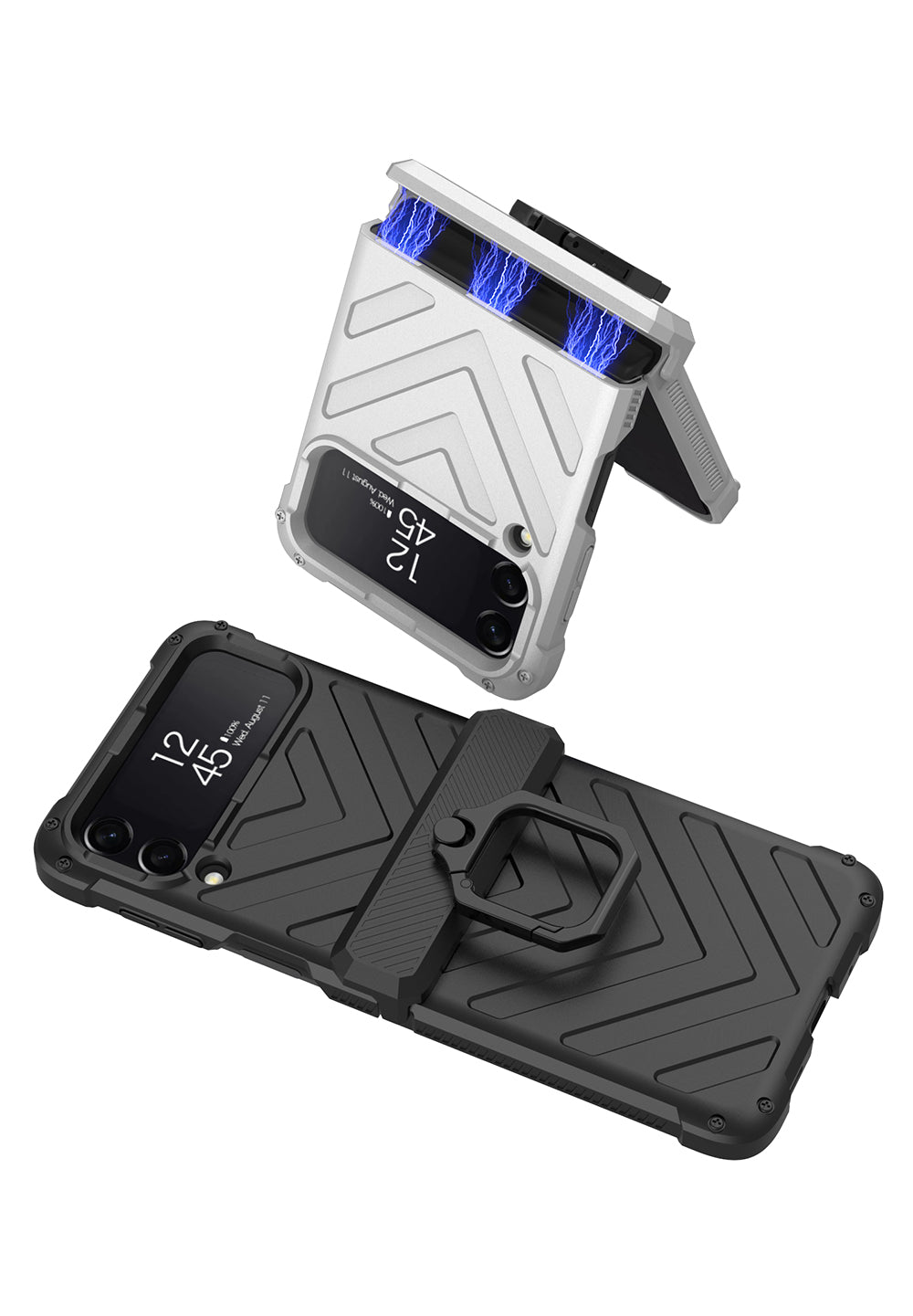 Magnetic Hinge Hard Armor Shockproof Case For Samsung Galaxy Z Flip 3 5G Case with Ring Holder Support Wireless Charging