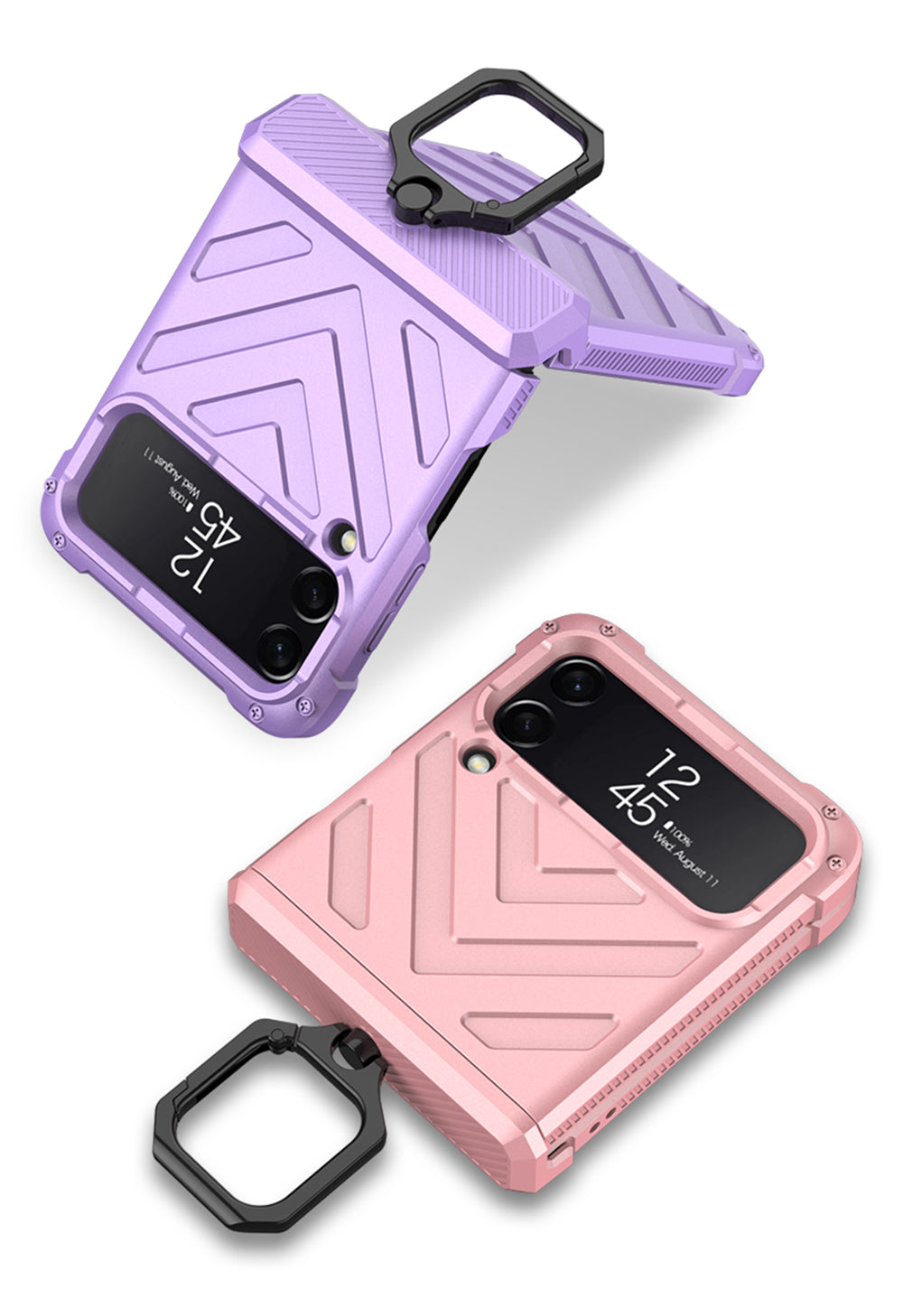 Magnetic Hinge Hard Armor Shockproof Case For Samsung Galaxy Z Flip 3 5G Case with Ring Holder Support Wireless Charging