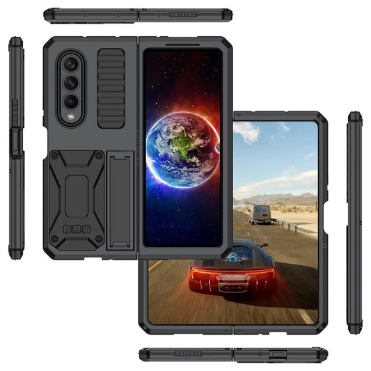 Samsung Galaxy Z Fold4 5G Case Aluminum Alloy Metal Heavy Duty Protection Stand Back Cover for Samsung Z Fold4 Capa