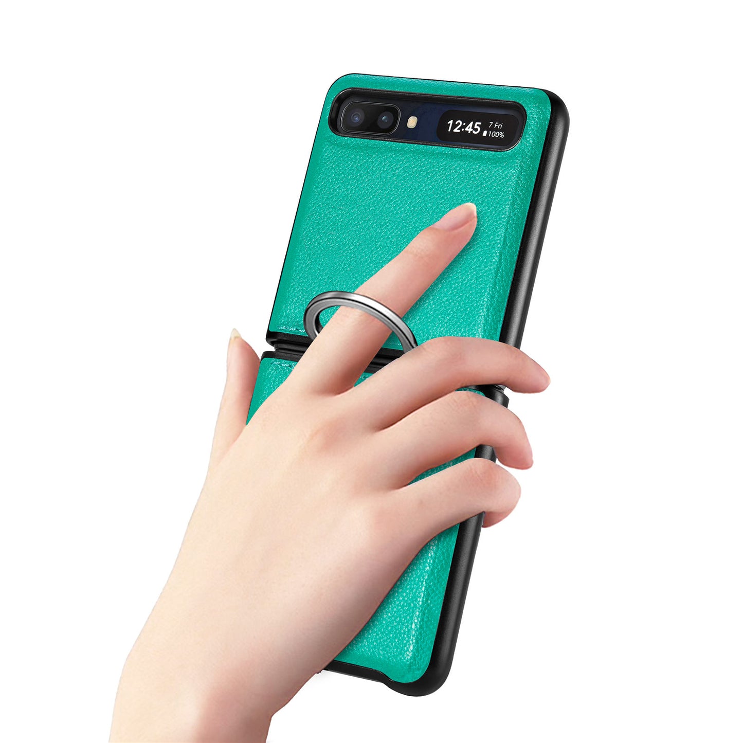 Shock Proof Finger Ring Leather Case for Samsung Galaxy Z Flip 4 5G Flip4 Flip3 Flip 3 Anti-Slip Matte Cover Fundas