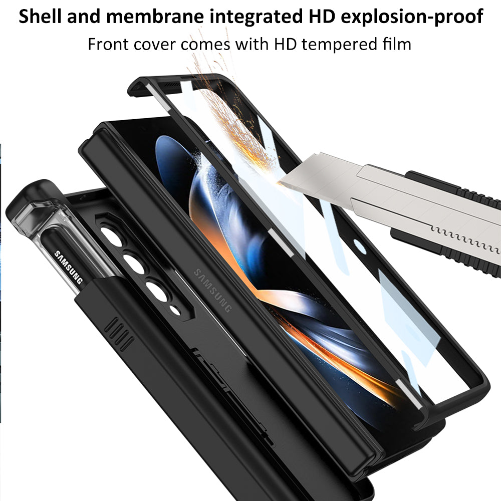 Shockproof Armor Cover For Samsung Galaxy Z Fold4 5G Case With Magnetic Hinge Slide Pen Slot & Film