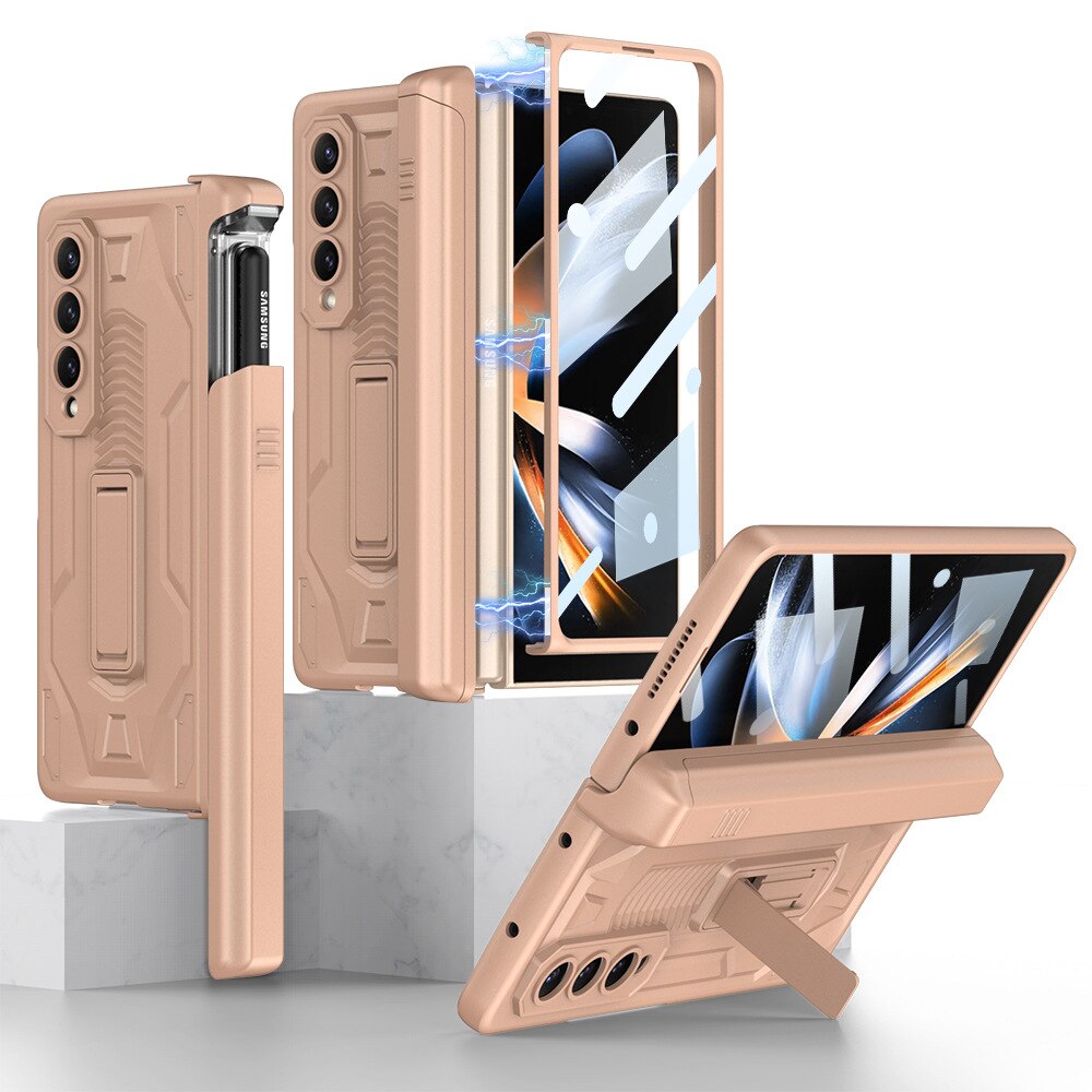 Shockproof Armor Cover For Samsung Galaxy Z Fold4 5G Case With Magnetic Hinge Slide Pen Slot & Film