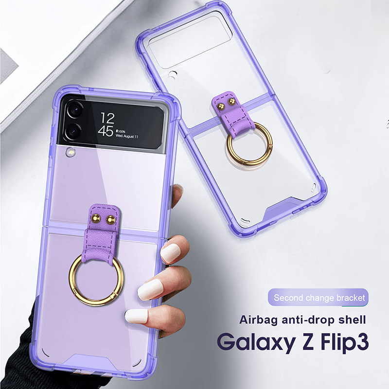 Airbag Ring Holder Case For Samsung Galaxy Z Flip4 Flip3 5G
