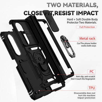 Z Fold 4 Hinge Case For Samsung Galaxy Z Fold 4 5G Case Hinge Pen Slot Lens Protection Stand Back Cover For Samsung Z Fold4 Capa