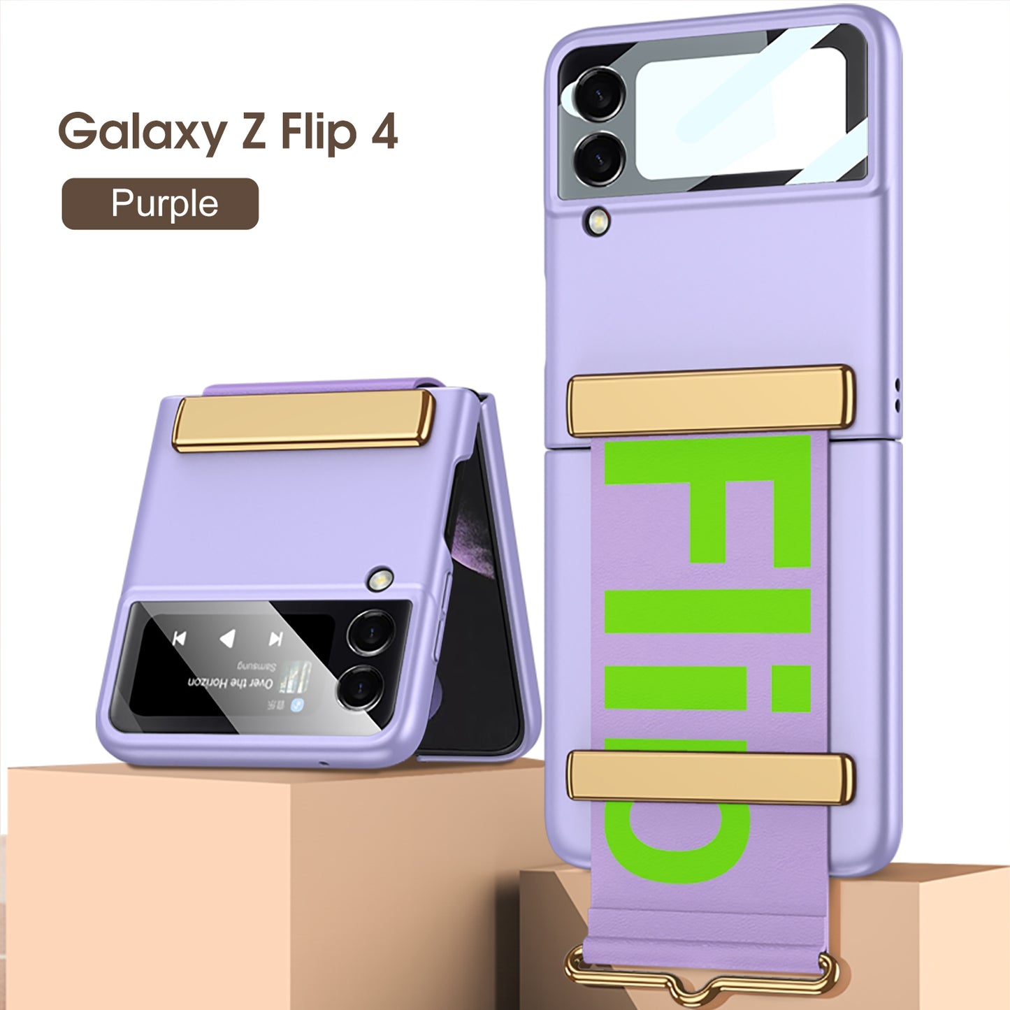 Samsung Galaxy Z Flip4 Electroplated Hard Cover with Strap