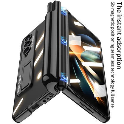 Galaxy Z Fold4 Magnetic Pen Holder Folding Bracket Shell Case With Film Integration And Folding Support
