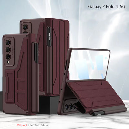 Business Samsung Galaxy Z Fold4 5G Flip Case Leather Cover With Film Detachable S Pen Holder
