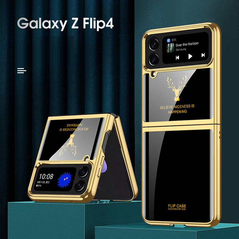 Luxury Electroplating Deer Glass Samsung Galaxy Z Flip4 5G Case