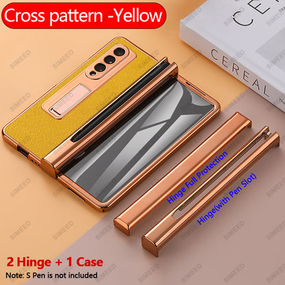 Samsung Galaxy Z Fold 4 3 2 5G Case 2 PCS Hinge Pen Slot Front Screen Glass With Capacitive Pen