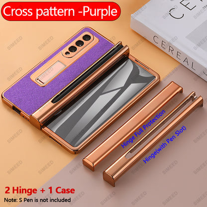 Samsung Galaxy Z Fold 4 3 2 5G Case 2 PCS Hinge Pen Slot Front Screen Glass With Capacitive Pen